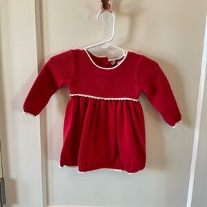 Edgehill Collection Red Baby Dress with White Trim